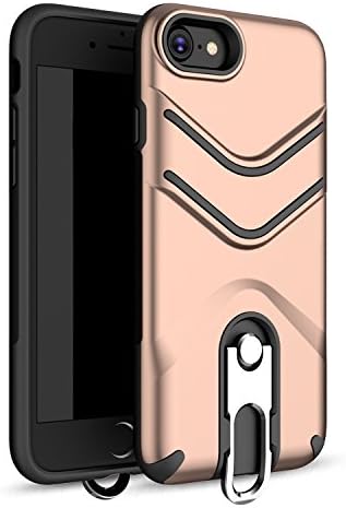 iPhone 8 Plus Case, iPhone 7 Plus Case, Suordii Lanyard Strap Case Dual Layer Hybrid Protective Case with Metal Kickstand for Apple iPhone 7/8 5.5 inch Hybrid Hard Back Cover (Rose Gold)