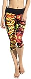 Adriana Arango Women's Capri Leggings Gym Workout Running Wide Waistband Orange