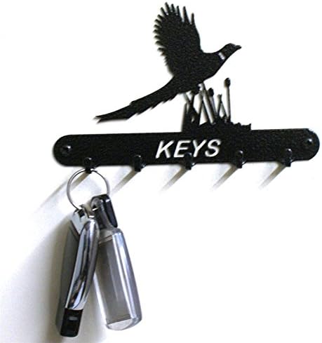 Leisure Traders Silhouette Black Solid Steel 5 Hook Key Holder - Available in 14 Designs (Pheasant)