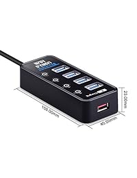 Tendak Smart Charger SuperSpeed Hub USB con 4 puertos de datos USB 3.0 + 1 puerto de carga inteligente (5 V 2.1 A) con 5 V 3 A Adaptador de alimentación LED azul Switcher Fabricante: ztendak