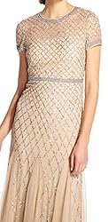 Adrianna Papell womens Short-sleeve Beaded Mesh