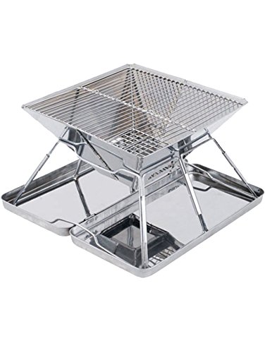 Menschwear Stainless Steel Camp Grill 12.2″ Folded Compact Charcoal BBQ Grill Stainless Steel for Camping Picnics 31cm