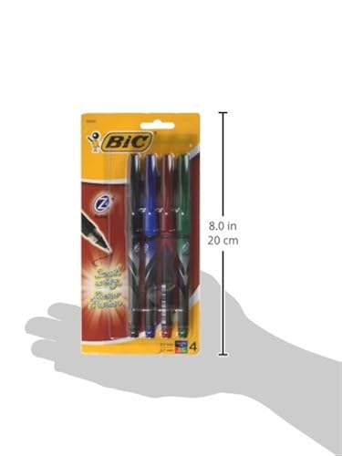 BIC Roller Glide Deco Roller Pen, Assorted Colors, 4-Count