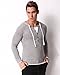 MODCHOK Men's Long Sleeve Printed Hoodie Shirts Polyester V Neck Button Tee Tops Light Gray S