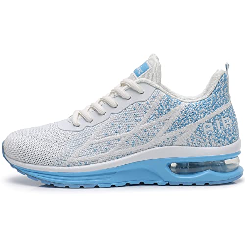 GANNOU Air Athletic Running Shoes para mujer Deporte de moda Gym Jogging Tennis Fitness Sneaker WhiteBlue 8 B(M) US
