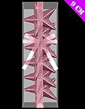 Pack Of 6 - 9cm Baby Pink Glitter Stars - Christmas Tree Decorations