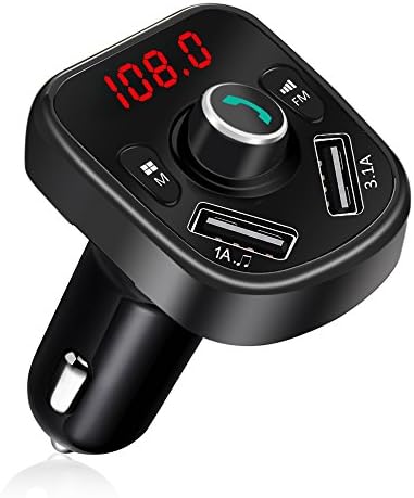 FM Transmitter, Bluetooth Car Kit with Dual USB Charger Port 5V/3.1A+1A Support TF Card & USB Driver Car Radio Adapter for iPhone Xs Max/XS/XR/X/8/7/6 Plus (Black) (Black)