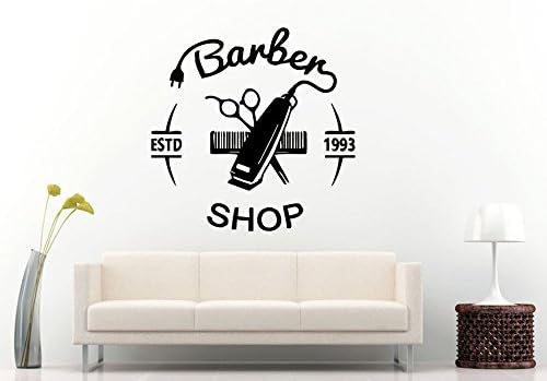 Barber Shop Hair Clippers Brush Comb Scissors Tool Logo Sign Emblem Window Wall Decal Vinyl Sticker Mural Room Decor