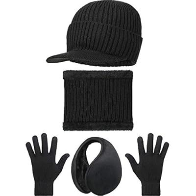 4 Pieces Winter Warm Set Knit Hat Scarf Earmuff Touch Screen Gloves for Unisex 4 Pieces Winter Warm Set Knit Hat Scarf Earmuff Touch Screen Gloves for Unisex