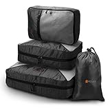 REYLEO 4 Set Cube Organizer Travel Cubes Storage Bags Valentine's Day Gifts Pouch Clothing Shoe Sorting Bags Black CCPO1