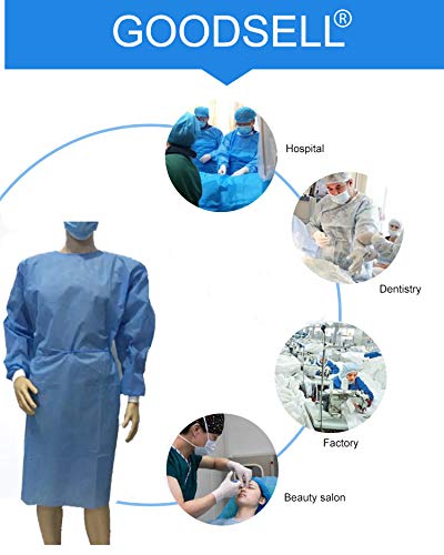 Pack-of-10-Disposable-Isolation-Gowns-with-Elastic-Cuff-Knitted-Cuff-Late-x-Free-Non-Woven-FluidResistant-Dental-Hospital-Industries-ONE-SIZE-FITS-ALL10-PCS1-Bag-BLUE