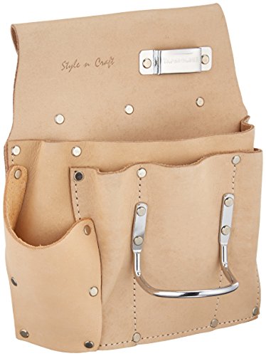 Style n Craft 92-485 6 Pocket Drywall Hanger's Tool Pouch in Heavy Duty Grey Top Grain Leather for right handers - Thumbnail 3