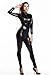 Amour- Catsuit Women Bodysuit Zip up Clubwear Stripper (Regular Size, black)