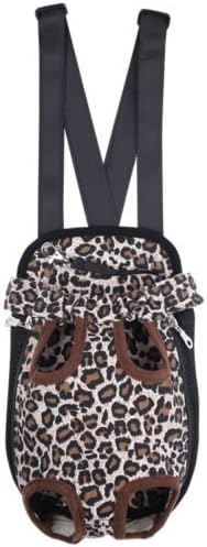 Puppy Dog Cat Nylon Pet Carrier Backpack Front Tote Net Bag (Small, Brown Leopard)