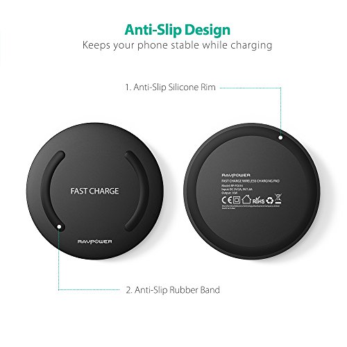 Fast Wireless Charger RAVPower 7.5W Compatible iPhone 12/Mini/Pro/11/ Max/Xs/XR/XS/X/8/8 Plus, with HyperAir, 10W Compatible Galaxy S20,Note20 and All Qi-Enabled Devices