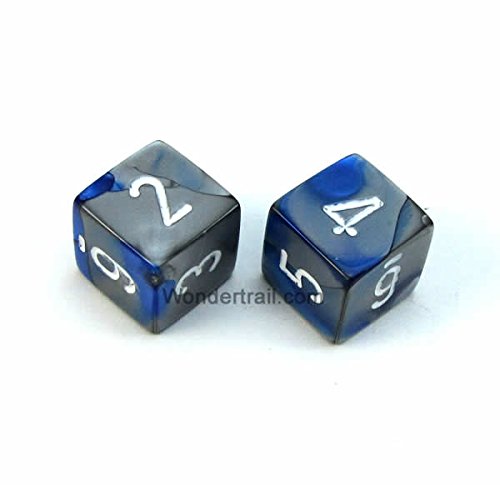 WCXPG0623E2 Blue Steel Gemini Dice with White Numbers D6 Aprox 16mm (5/8in) Pack of 2 Dice Chessex