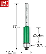 Trend Trend CraftPro Self-Guided Trimmer Router Cutter Bit 1/4 Shank 12.7mm view 2