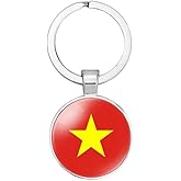 vmcoatdu Viet Nam National Flag Key Chain Keyring Gift Men Women Keychain Stainless Steel and Inlaid Glass Materials