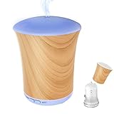 Diffusers for Essential Oils 200ml Aromatherapy Essential Oil Diffuser Neloodony Cool Mist Humidifier With 8 Colors LED Lights, Waterless Auto Shut-off, Adjustable Mist Mode For Bedroom-Wood Grain