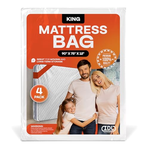 Mattress Bags, King Size, 4-Pack - Heavy-Duty Mattress Bags Covering for Moving…