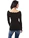 PattyBoutik Women Boatneck Crochet Lace Trim Knit Sweater (Black Small)