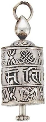 Pendant, Buddhist Prayer Wheel - including faux leather cord
