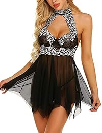 Lencería sexy para dama con encaje frontal abierto