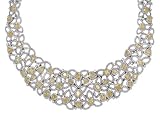 EXTRA LARGE 41.31T WHITE & FANCY YELLOW DIAMOND 18K 2 TONE GOLD FLOWER NECKLACE