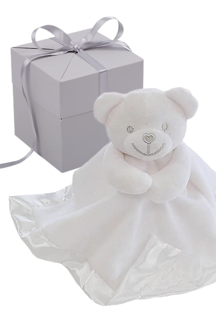 BUSHBABY Unisex Baby Gifts Comfort Blanket in Box, Plush Teddy Soft Toy 1st Birthday Present Newborn Gift Gender Neutral Mom Dad Expecting