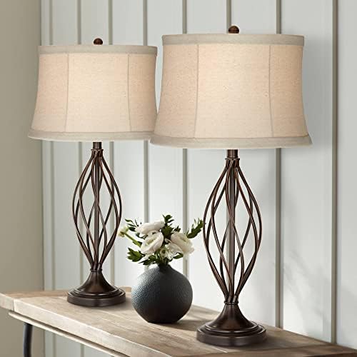 Liam Traditional Rustic Farmhouse Industrial Table Lamps 29.5" Tall Set