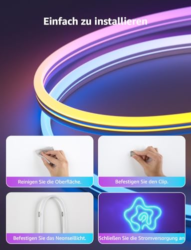 Lepro AI Neon LED Strip 6 m, LED Strip with App, Music & Voice Control | Compatible with Alexa & Google Assistant, for living room, gaming, party, wall decoration, personalised AI light designer