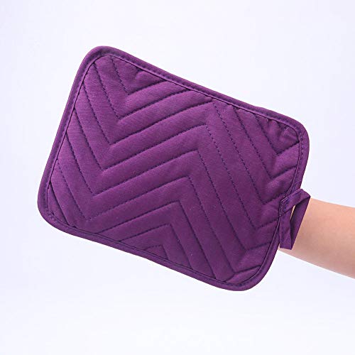 Anyi Oven Pot Holders with Pocket, 100% Cotton Oven Mitts Oven Pads with Feature of Heat Resistant Potholders Non Slip for Cooking Baking, Set of 3 (Purple) - Thumbnail 4