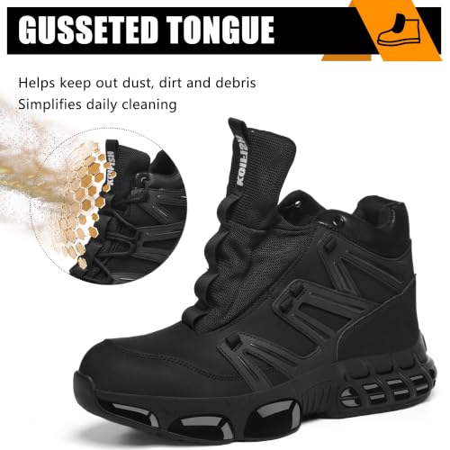 PAQOZKC Waterproof Safety Boots Work Boots Men Women | Synthetic Leather+Closed Tongue, Steel Toe Work Shoes+Kevlar, EN ISO 20345, Air Sole, Safety Shoes