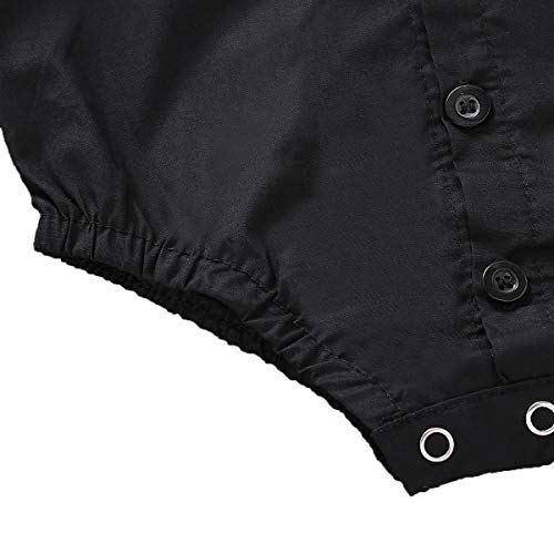 Infant Baby Boys Dress Shirt Bodysuit Formal Long Sleeve Rompers for Wedding Party (Black, 18-24 Months) - Thumbnail 5