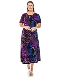 Jostar - Vestido largo elástico para mujer, manga corta