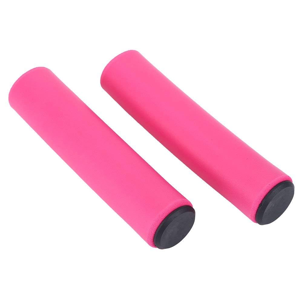 VGEBY Bike Handlebar Grips, Soft Sponge Grips with End Cover Ergonomic Bicycle Handlebar Grips Non-Slip Soft Rubber for Handlebar Grips Mountain Bike (Pink)