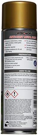Nitromors Anti-Rust Smooth Finish Metal Spray Paint Gold 500 ml No Primer view 2