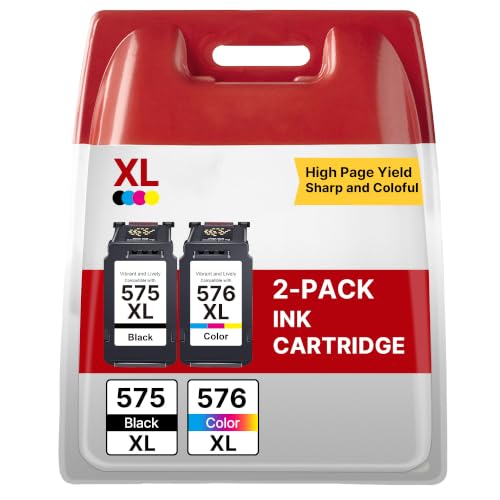 PG-575XL CL-576XL Ink Cartridges Replacement for Canon 575 576 XL Cartridges for Canon PIXMA TR4755i TS3750i TR4756i TR4750i TS3550i TS3752i TS3751i TS3551i TR4751i (Black Tri-Color, 2-Pack)