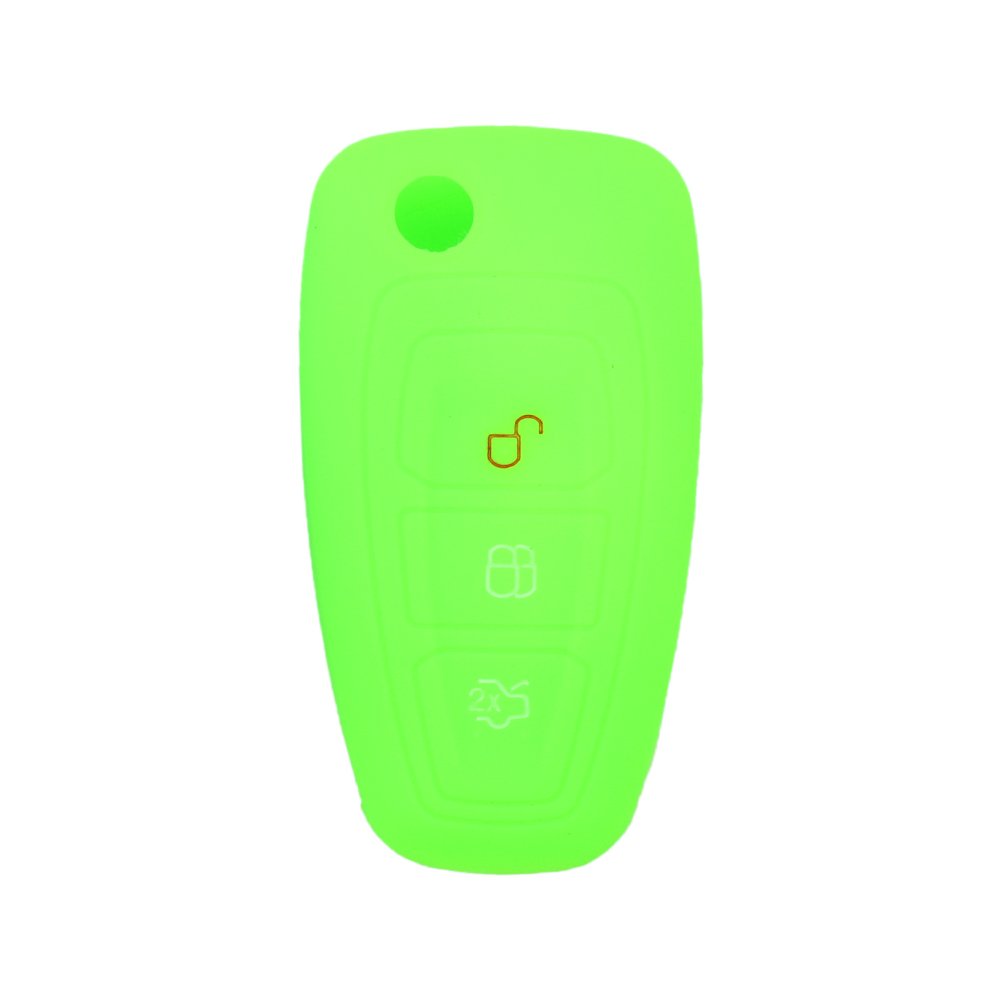 BROVACS Silicone Cover Protector Case Holder Skin Jacket Compatible with FORD Focus 3 Button Flip Remote Key Fob CV9704 Light Green