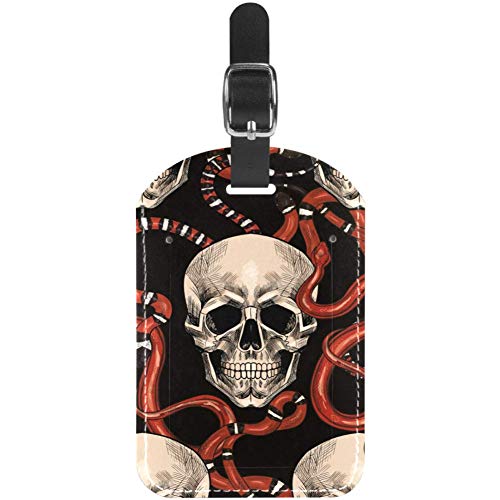 Etiquetas de Equipaje de Piel de Serpiente roja y Calavera para Maleta de Viaje, 1 Paquete Etiquetas de Equipaje de Piel de Serpiente roja y Calavera para Maleta de Viaje, 1 Paquete