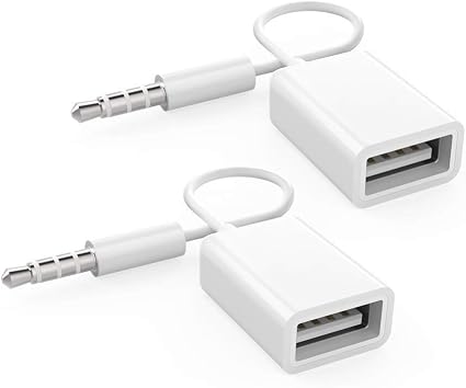 Amazon Co Jp Gbivbe Aux Usbアダプタ 3 5mmオーディオジャックからusbコンバータ メスusbオーディオケーブル Auxポート付き カーステレオ用 ホワイト 2個 家電 カメラ