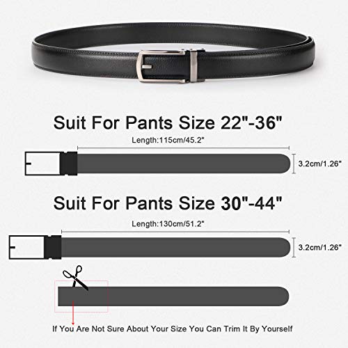 WERFORU Leather Ratchet Dress Belt for Men Perfect Fit Waist Size up to 50  inches with Automatic Buckle,Black,