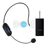 Professional Wireless Microphone, UPGRADED Cordless Mic, Stable UHF Hands-free Wireless Headset Microphone Wall-through System Perfect for Recording, Digital SLR, Voice Amplifier, Smart TV and More