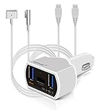 BatPower UL Listed 110W Car Charger Power Supply for MacBook Pro 15 13 Retina MacBook Air 13 11 Car Adapter (MagsafeL Magsafe2 Connector), Dual USB Ports Charging for Tablet Smartphone