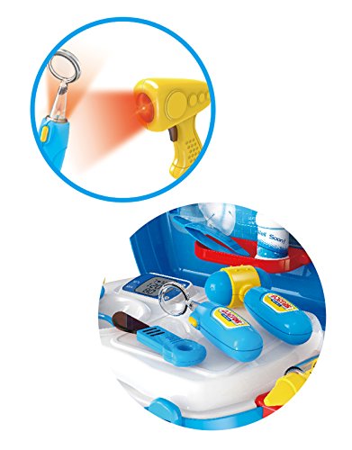 COTTONTAIL Kids Portable Doctor Medical Play Set – Including Syringe, Test Reflex Hammer, Otoscope, Surgical Scissors And More Tool