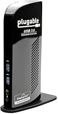 Plugable USB 3._.0 Universal Laptop Docking Station for Windows (Dual Video HDMI & DVI / VGA, Gigabit Ethernet, Audio, 6 USB Ports)