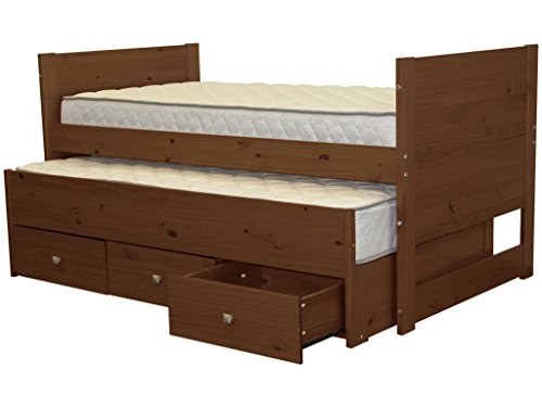 Bedz King Captains Twin Bed with Twin Trundle and 3 Drawers