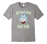 Mens Rick & Morty Wubba Lubba Dub-Dub Drippy Text Medium Slate