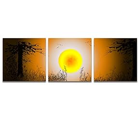 3 Panel Beautiful Moonlit Night Pictures Home Wall...