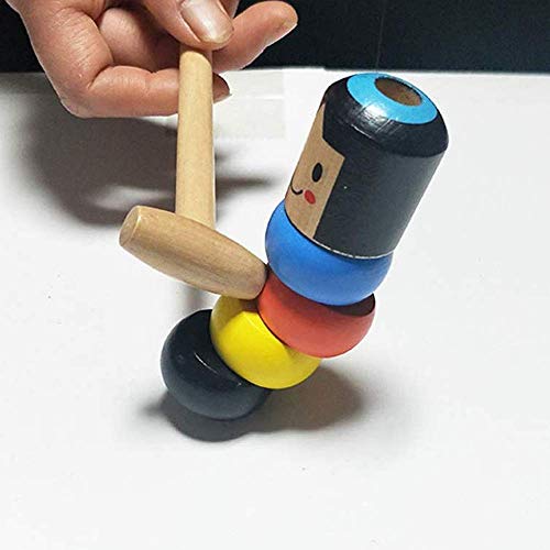 AKEROCK 2 Pack Immortal Daruma, Unbreakable Wooden Man Magic Toy, Christmas Magic Funny Toy Stage Magic Props for Boys and Girls Friends